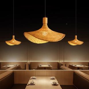 网红店藤艺草帽灯笠灯罩火锅咖啡店民宿酒吊茶室藤编竹539艺斗草