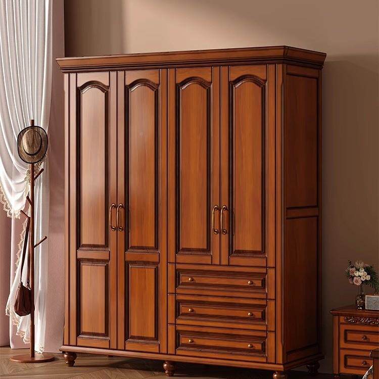 美式复衣古实木柜简轻奢对开门830#衣柜23456门带抽约顶柜卧屉室