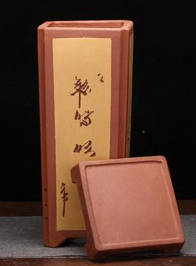 紫砂花绿盆高托四JJB桌面四方带刻绘盆景君子兰萝蕙兰个性陶方瓷