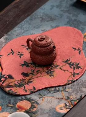 茶香云纱席新中式禅意复桌古桌旗布茶隔热29707餐海棠垫茶托垫茶