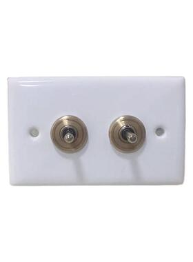 现货复古宿杆开关壁陶瓷白色家用酒店开关面民板单68974双三开拨