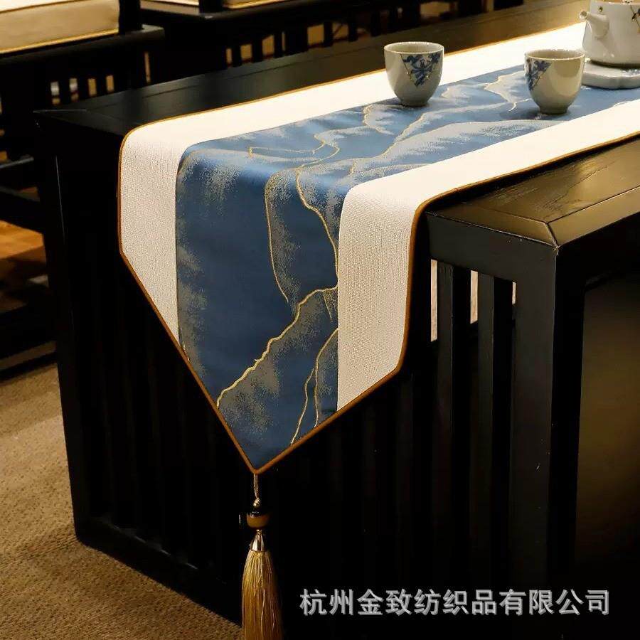 厂家桌旗新中式禅意茶旗中间长条餐桌旗布现代茶台布艺条桌布