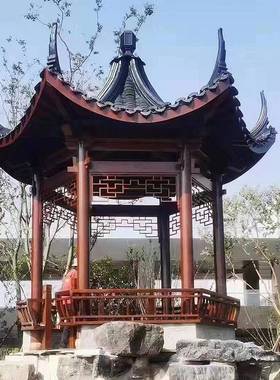 区小角青瓦六凉亭公园庭院休闲凉亭古防腐木四角40567亭景六建角