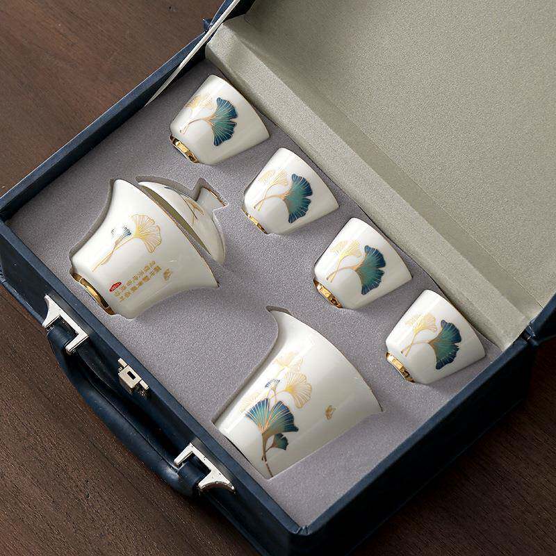 旅行茶具套装杯户外茶杯泡茶家用盖碗茶壶功夫商务陶瓷商务礼品