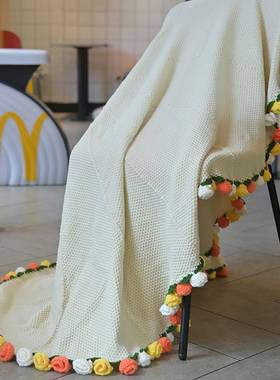 瑰玫花束毯子手编织午睡送clyg披肩空调毯闺蜜送工女朋友