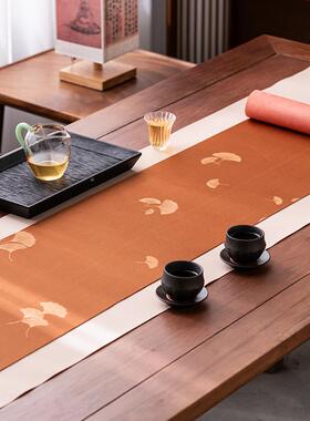 织锦缎银杏叶提桌花茶席中式禅桌意水布简约高端国风长款双95291