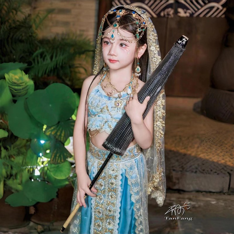 飞天汉服女童异域风情西域公主服装儿童古装舞蹈楼兰云南哈尼公主