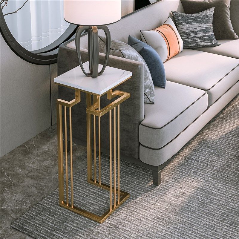 新中式客厅落地摆件装饰架 电视柜旁边置物架 轻奢沙发大理石花架