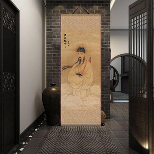 吕洞宾吕洞宾吕纯阳祖师画像道家丝绸挂画卷轴装饰画包邮