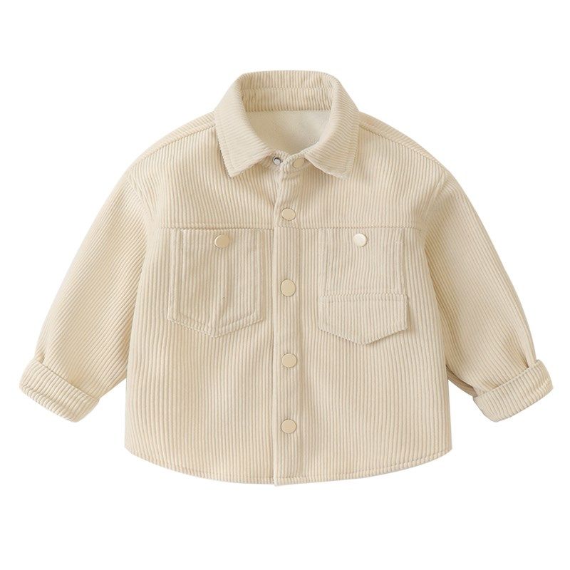 男童加绒衬衫外套秋装秋冬款童装儿童宝宝小童加厚保暖衬衣上衣潮