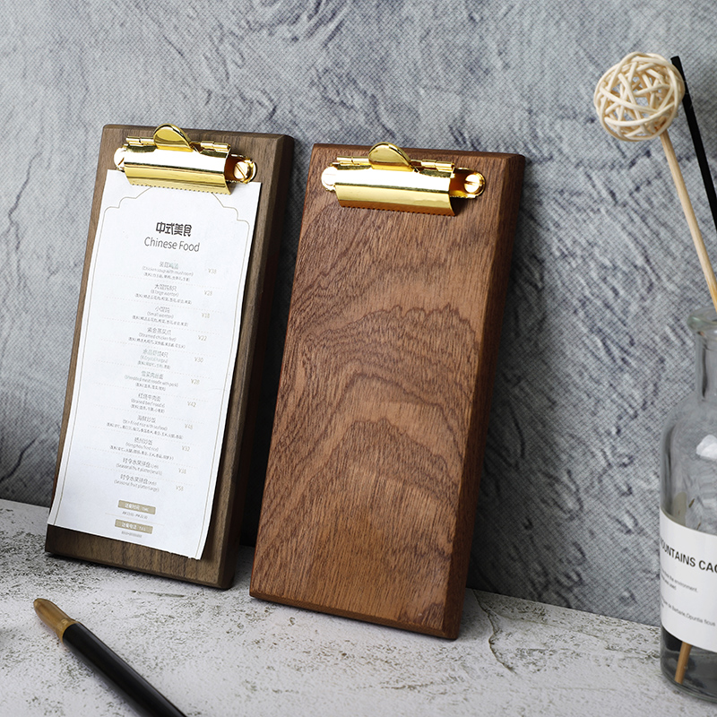 菜单夹立式实木夹板日式写字垫板奶茶店餐厅点菜桌牌活页夹展示牌
