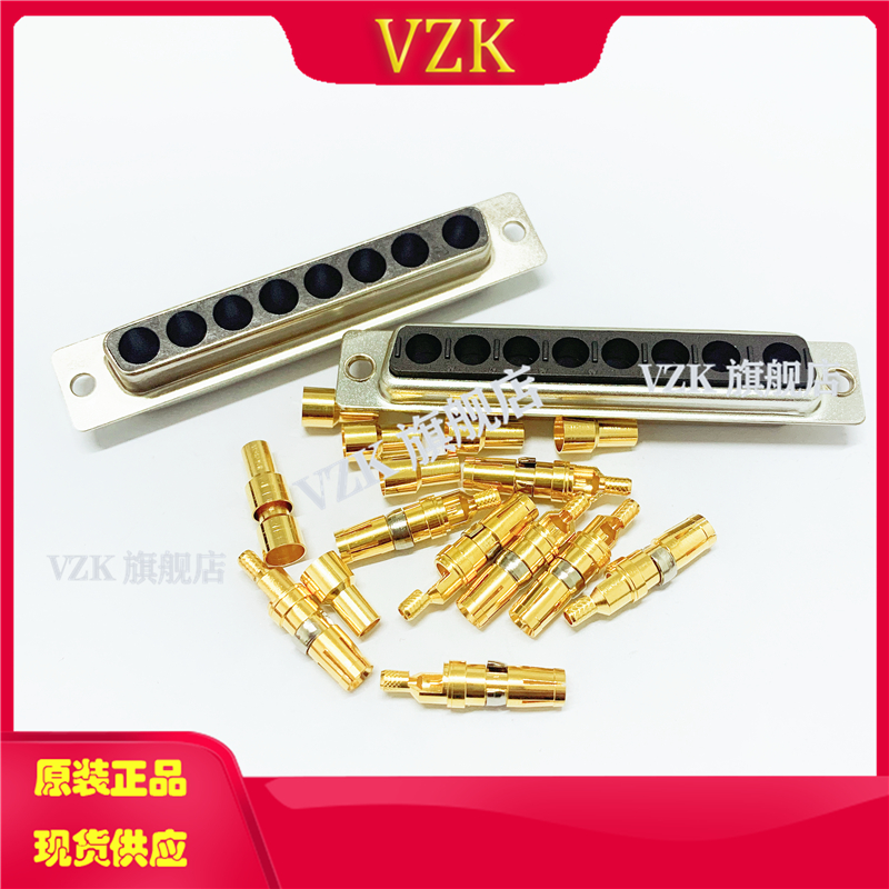 混装同轴180度焊线式8W8母头 混装射频D-SUB焊线式8芯母头连接器