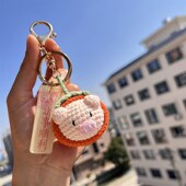手工针织猪柿顺利钥匙扣包包挂件可爱小猪柿子汽车钥匙圈诸事皆宜