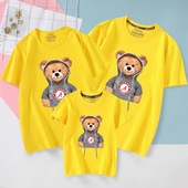 一家三口四口短袖 亲子装 潮母女装 2021新款 T恤幼儿园班服园服 夏装