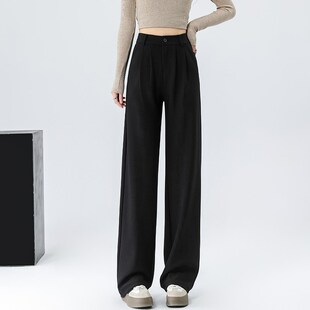 加长西装裤女175直筒裤胖MM大码高腰窄版阔腿裤高个子垂感正装裤