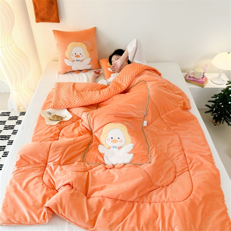 加厚加绒豆豆绒多功能抱枕被两用沙发办公室午睡毯客厅床上二合一