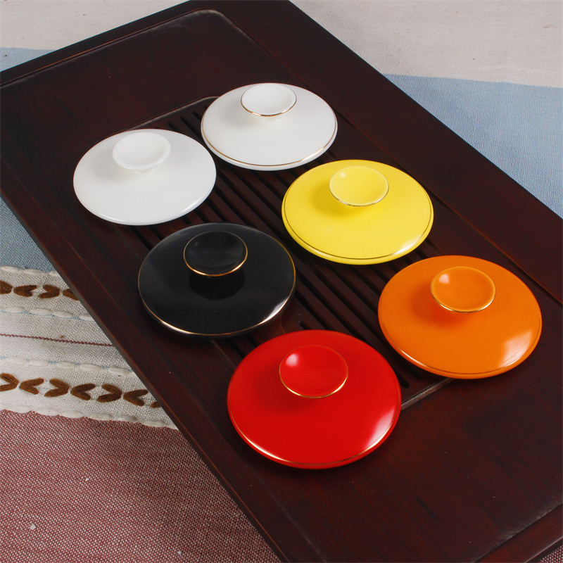 羊脂玉白瓷马克杯盖子陶瓷茶杯单盖带过滤茶水分离办公杯水杯配件