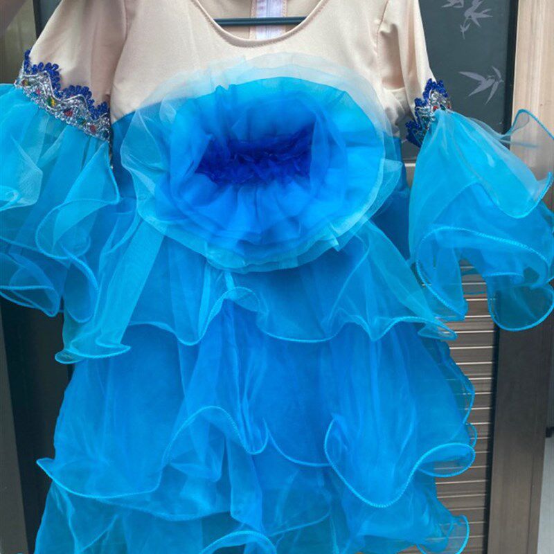 小荷风采浪花朵朵飞六一儿童演出服蓝蓝的你是我的天舞蹈服蓬蓬裙
