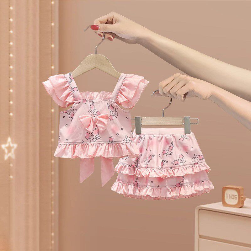 儿童公主裙式游泳衣夏季新款分体式女宝宝专用甜美气质海边度假装