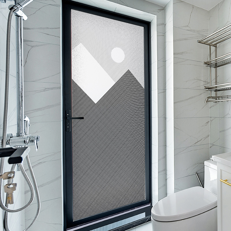 防窥磨砂玻璃贴纸透光不透明卫生间门贴个性黑白厚静电贴膜防走光