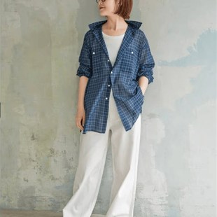 upper 高腰柔软面料牛仔松弛感搭配衬衫舒适穿着松紧腰宽直款