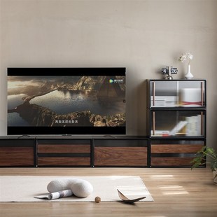 拾影木筑 diy自由组合电视柜白蜡木实木家用落地矮柜多功能储物柜