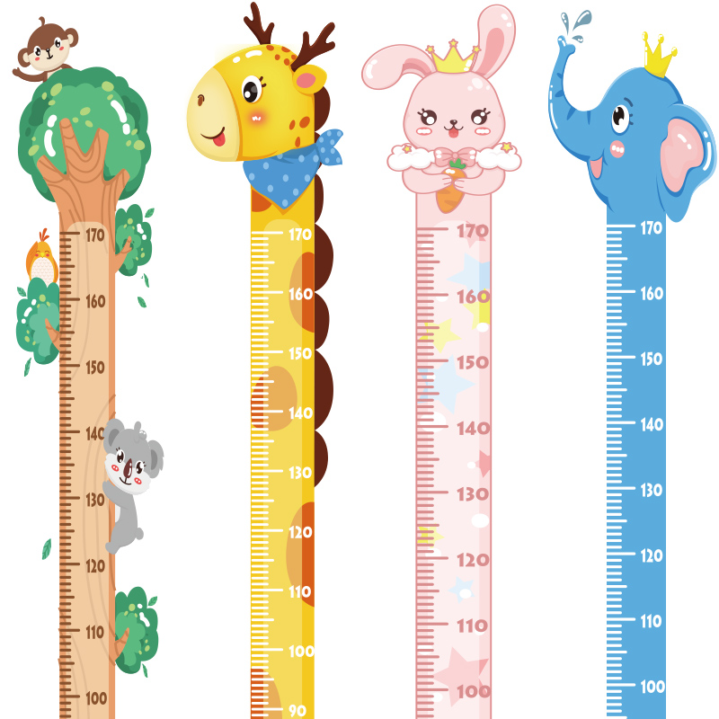 卡通宝宝身高贴纸3D立体可移除不伤墙身高尺小孩儿童房装饰墙贴画