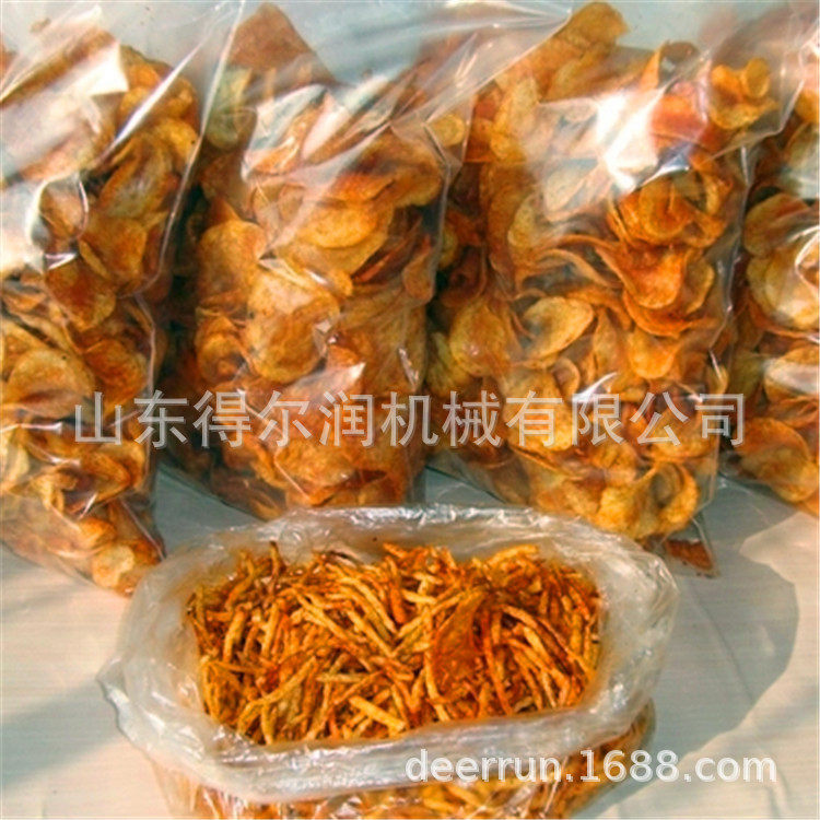 湖南红苕丝油炸锅 高温油炸自动翻锅出料 炸芋头条生产流水线机器