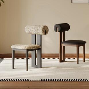 靠背椅高级感法式复古中古风餐椅实木家用河马椅梳妆凳设计师艺术