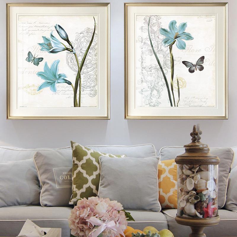 现代卧室挂画床头壁画有框植物花美式装饰画餐厅有框画兰花卧室画
