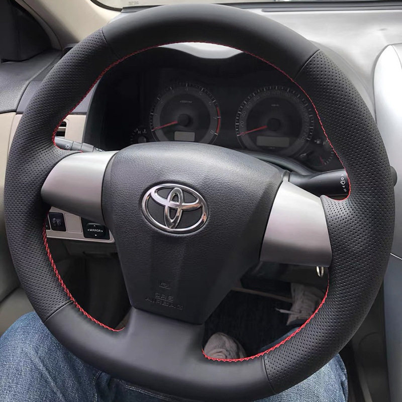 11-12-13年款丰田老卡罗拉方向盘套真皮D型RAV4荣放把套手缝专用