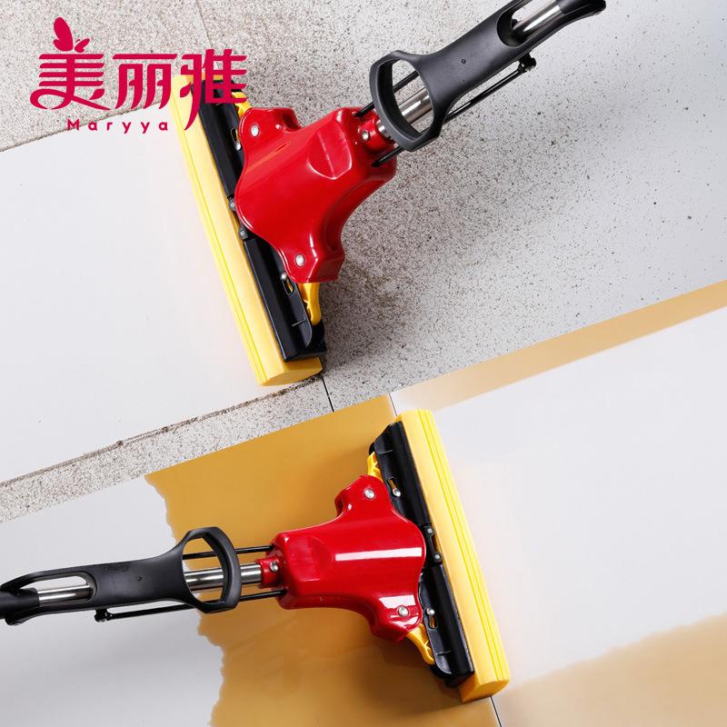 挤无品牌/美丽雅合家欢胶地拖4面棉挤水拖把对折水地拖网销版