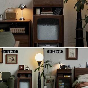 木扫地器人柜实木边客厅云鲸柜科沃斯收纳KVD置物机柜黑胡桃沙发