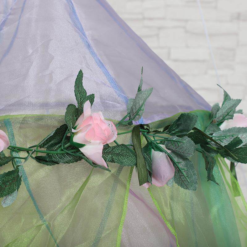 绿野仙款踪蚊帐加密加吊顶花朵花边公圆顶主NWFFC高落地蚊帐拼色