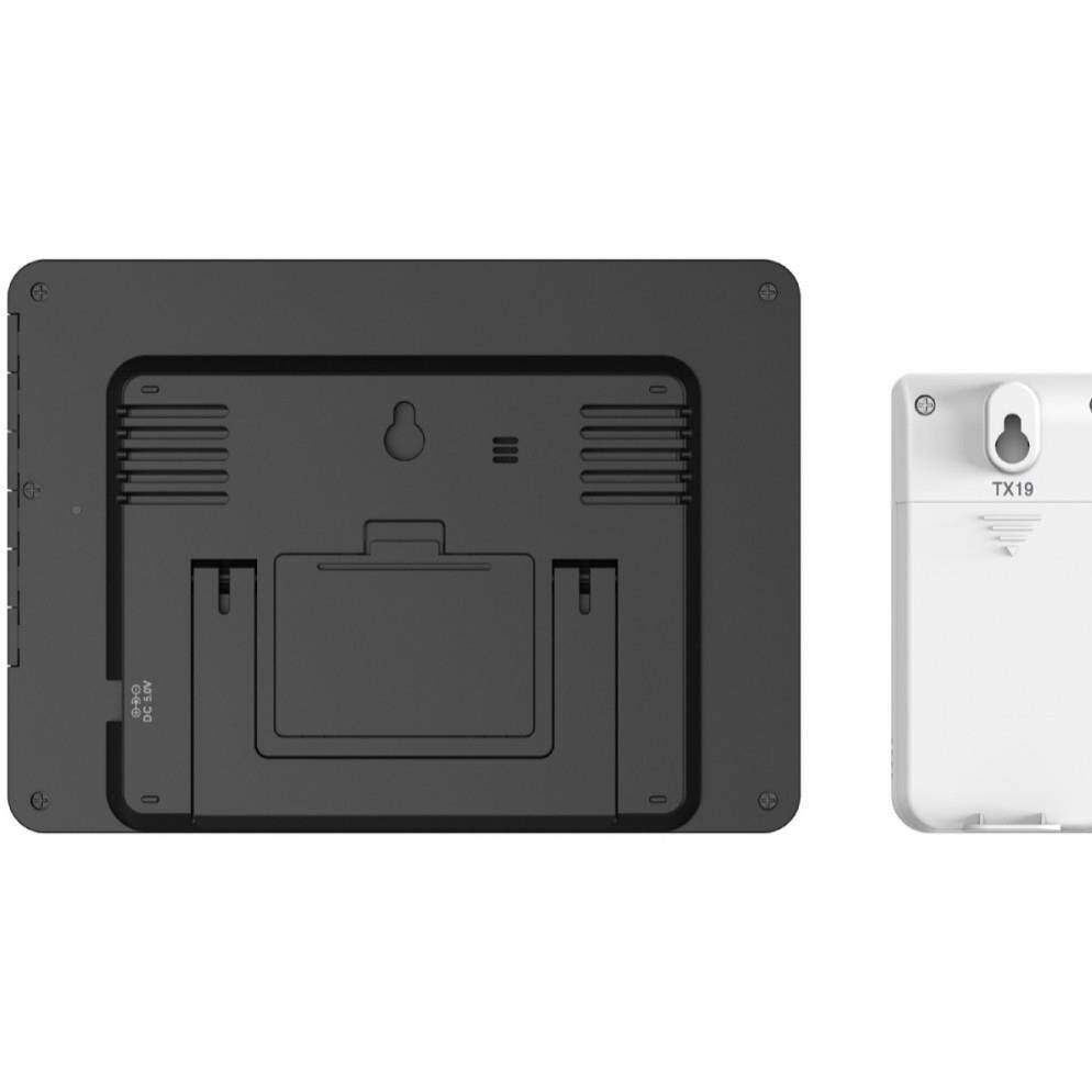 新品传86379内温湿度计室家用气象钟无线F感闹钟电子R时钟天气预