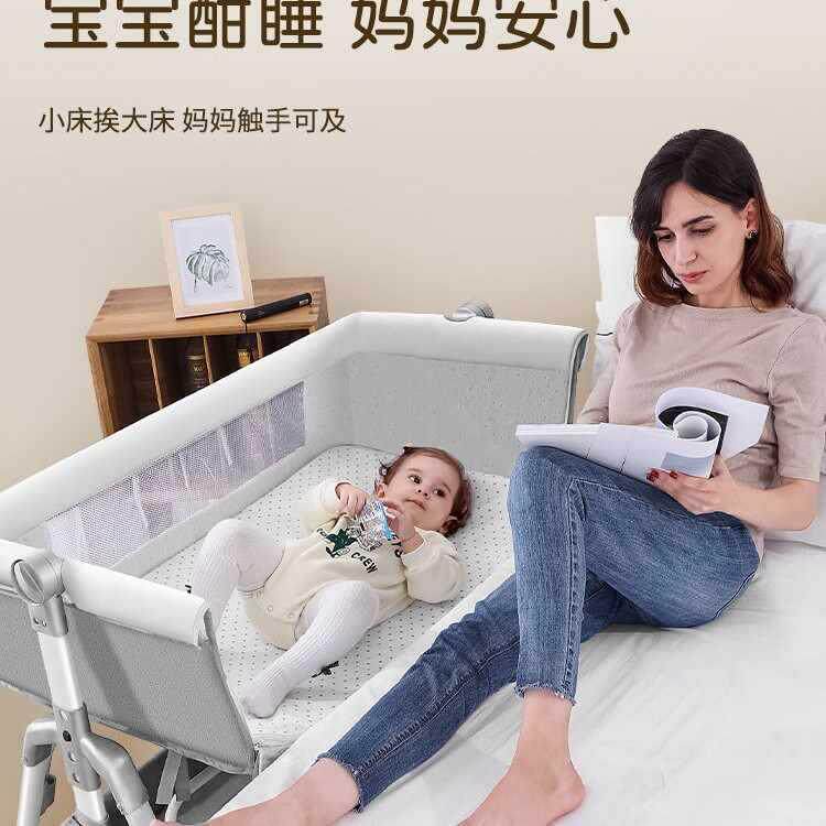婴儿车床拼两用一体可折叠接OMJ床宝宝床可升欧式大篮篮降摇床便