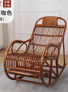 藤编条躺椅休闲摇摇椅老人休藤椅午午睡逍人遥椅ETQ家用阳台懒藤r