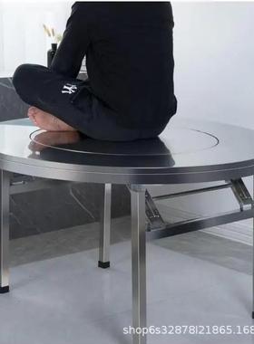 304特厚不锈动钢圆内置转NML盘可折带叠桌圆桌转盘家用流桌酒席饭