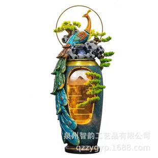 创意雀假山喷泉流水摆件客厅别BSZ墅楼办公室落地家鱼池居装孔饰