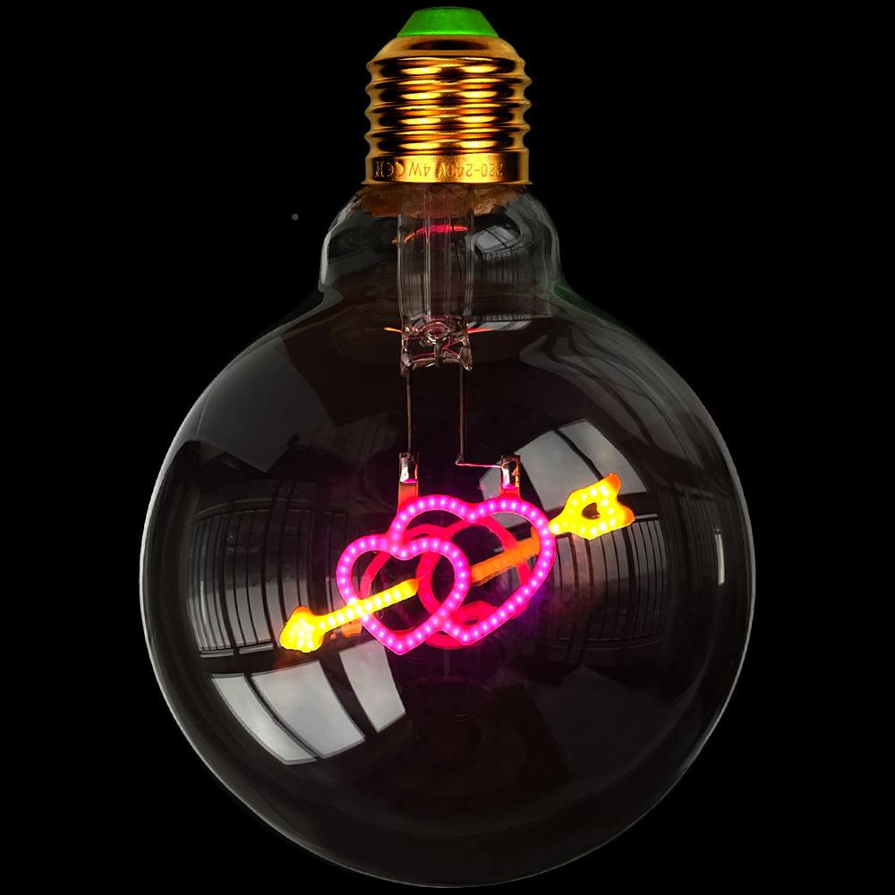 艺术装饰灯复古灯G95丘泡特一箭3穿心吊灯灯比泡可调光W粉色G95一