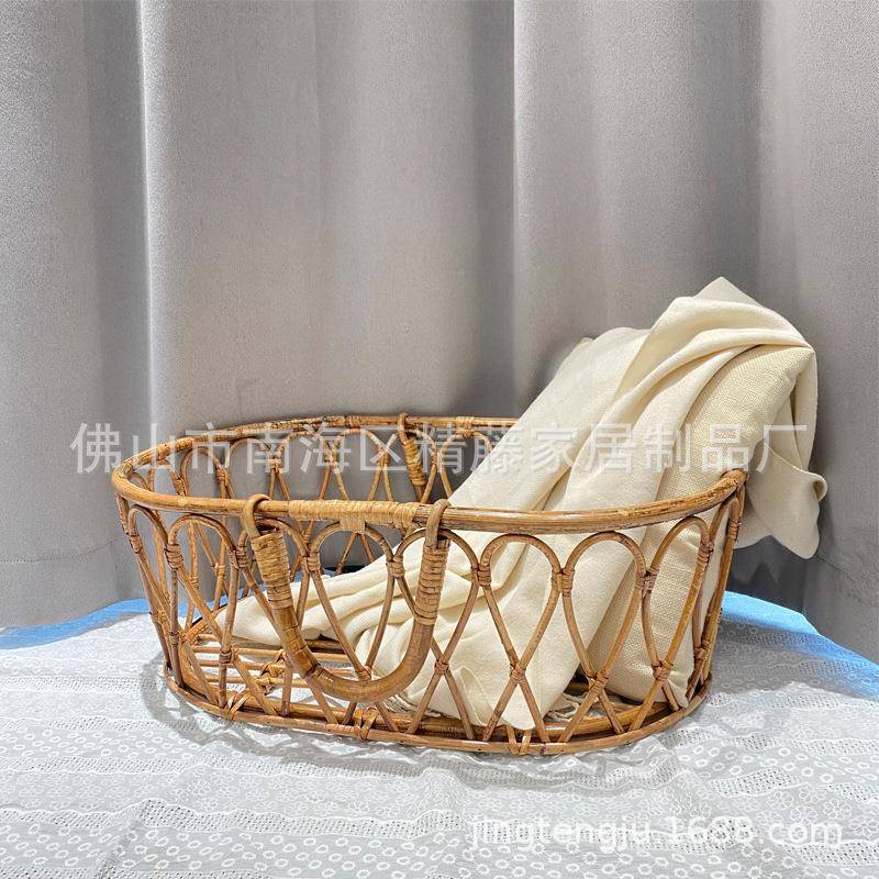 藤编儿童房玩儿RA201具摆影件藤制童婴儿摄道具藤编猫猫狗宠狗物