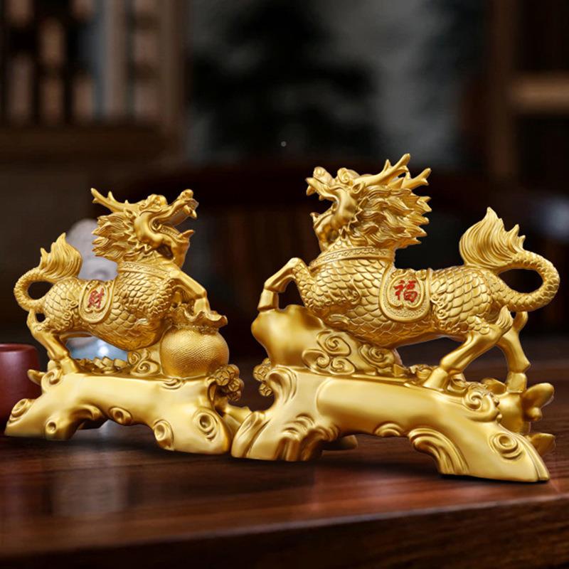 招财麒麟摆件一138对旺客财麒麟工艺品公办公室桌家居厅风司水饰