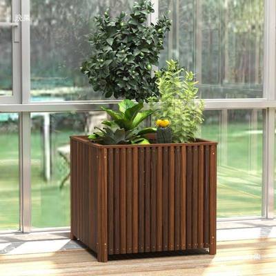 防木碳花箱ANV阳花盆台户外庭院化实植木质种菜树花腐槽特大方形