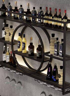 吧台酒酒架铁艺柜JGV酒客墙上壁挂式置物架子红酒展示柜厅吧餐厅