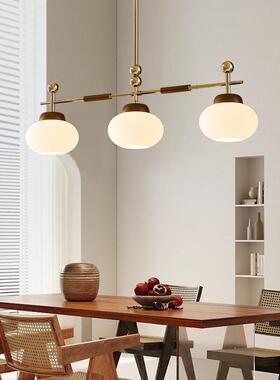 中古风创台意25926柿子长餐厅吊灯美式条复古胡桃吊木色吧玻璃灯