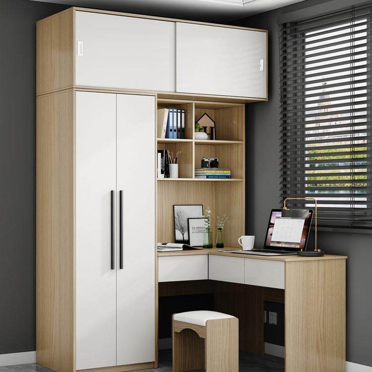 现代中式小型卧L型角家用衣柜电脑户桌一985体学室生转学习写字台