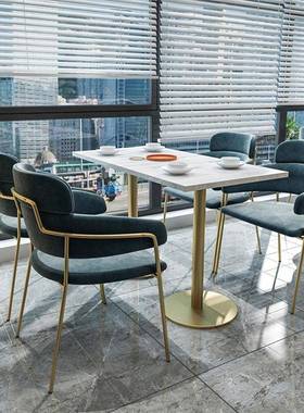 厂家供餐桌椅商用轻奢不锈桌钢人造大理石直四一PVL桌椅岩板餐厅