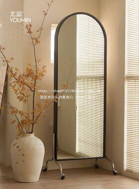 杂志镜架身镜中古实31902木穿衣镜全身镜全可移动落地家用试衣镜