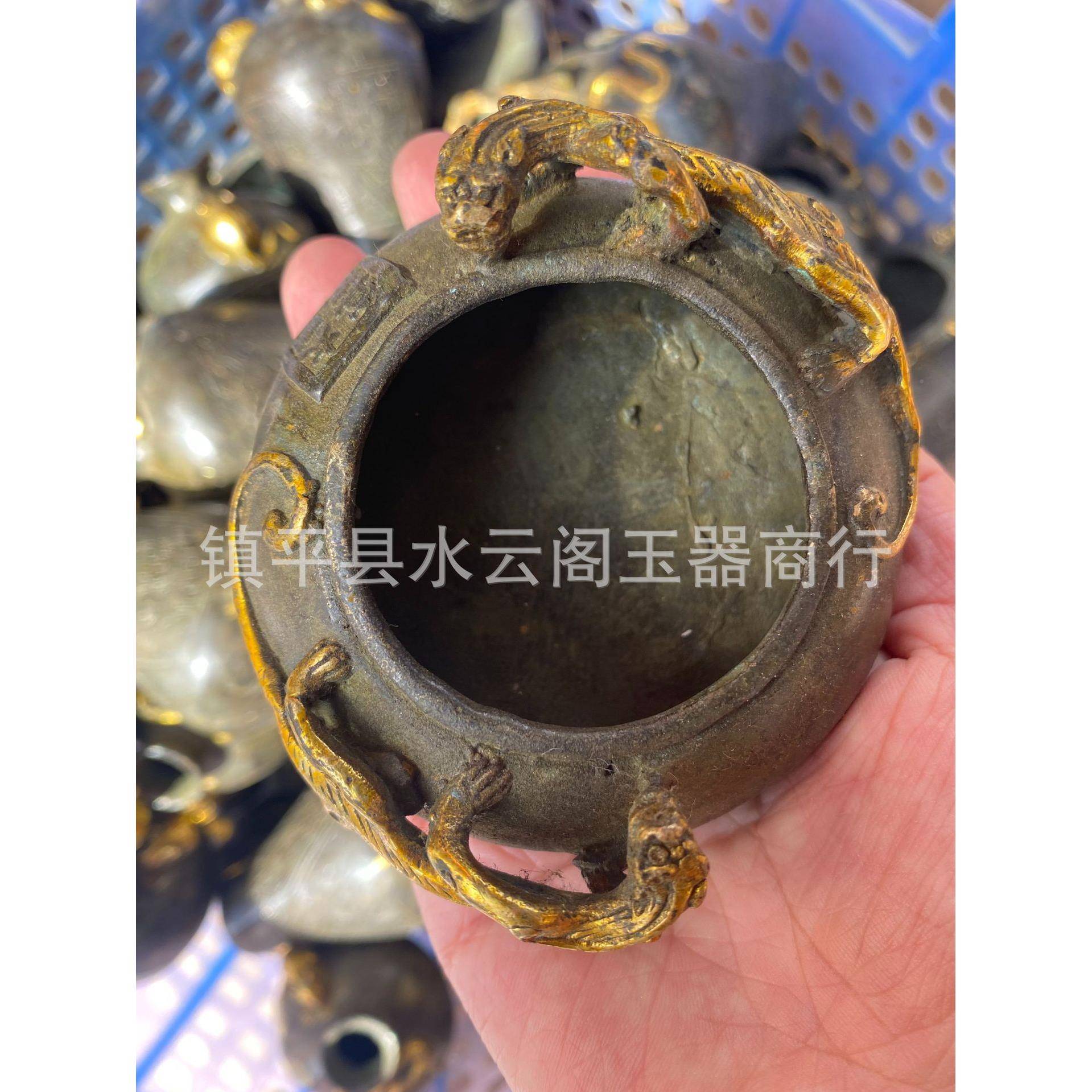 仿古铜器件复古仿青铜器大SRF貔貅烟杂居灰缸绿工绣笔洗艺品家摆