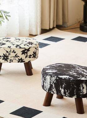 家用复矮49凳古风实小凳茶子客厅沙发脚踏几凳沙发椅软包换鞋木凳